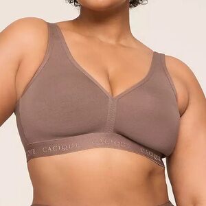 Cacique Cotton Unlined No-Wire Bra Taupe Size 52D